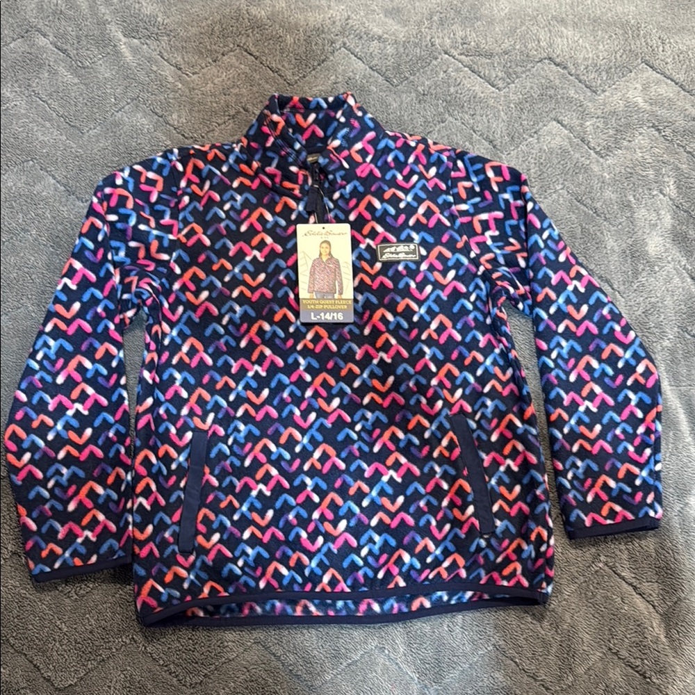 Eddie Bauer Kids Navy Chevron Fleece Jacket